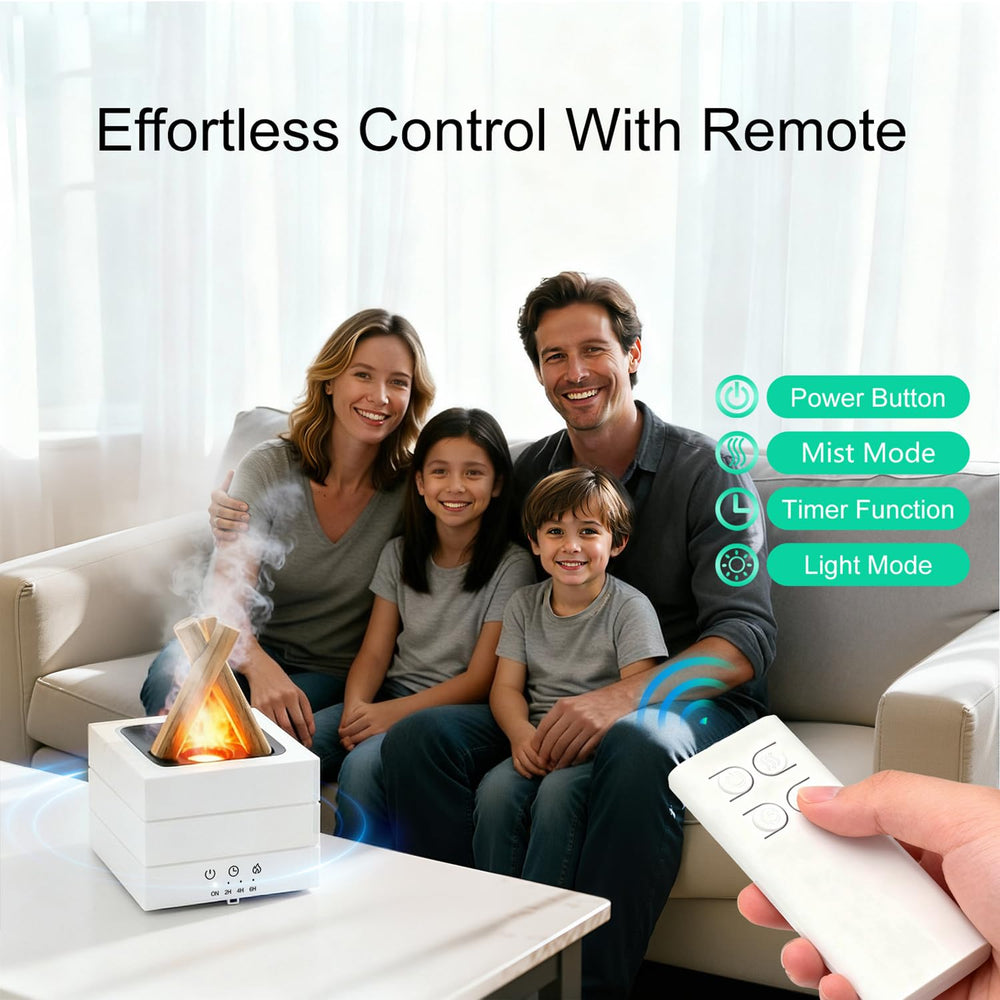Longiang Campfire Diffuser remote control enables easy operation.