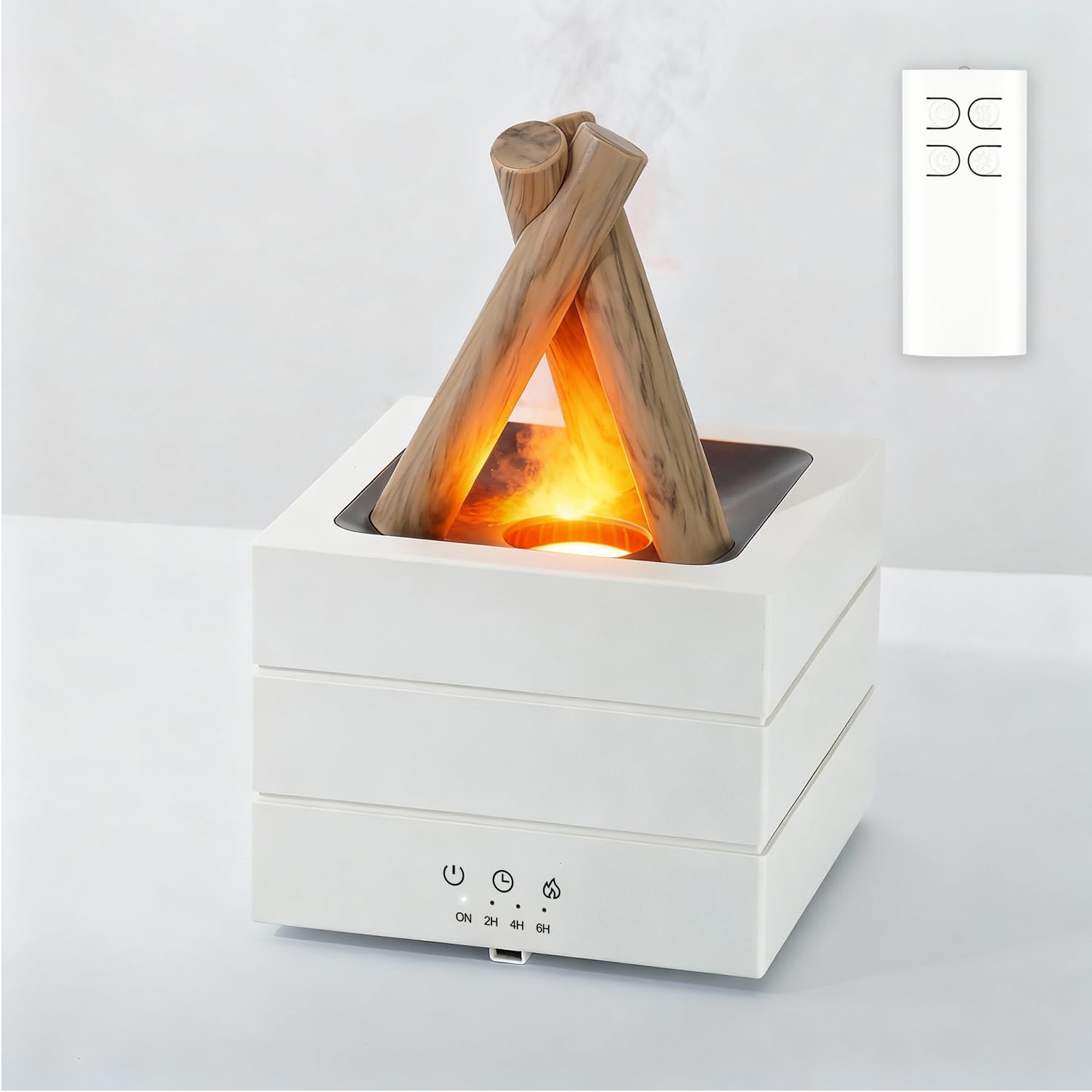 Longiang Campfire Diffuser top view enhances cozy living room ambience.