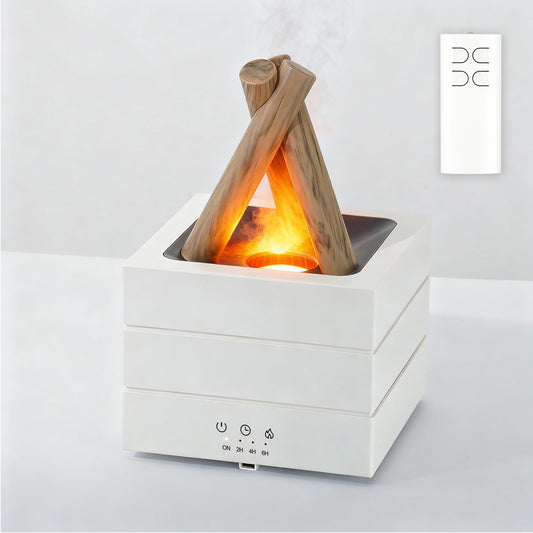 Longiang Campfire Diffuser top view enhances cozy living room ambience.