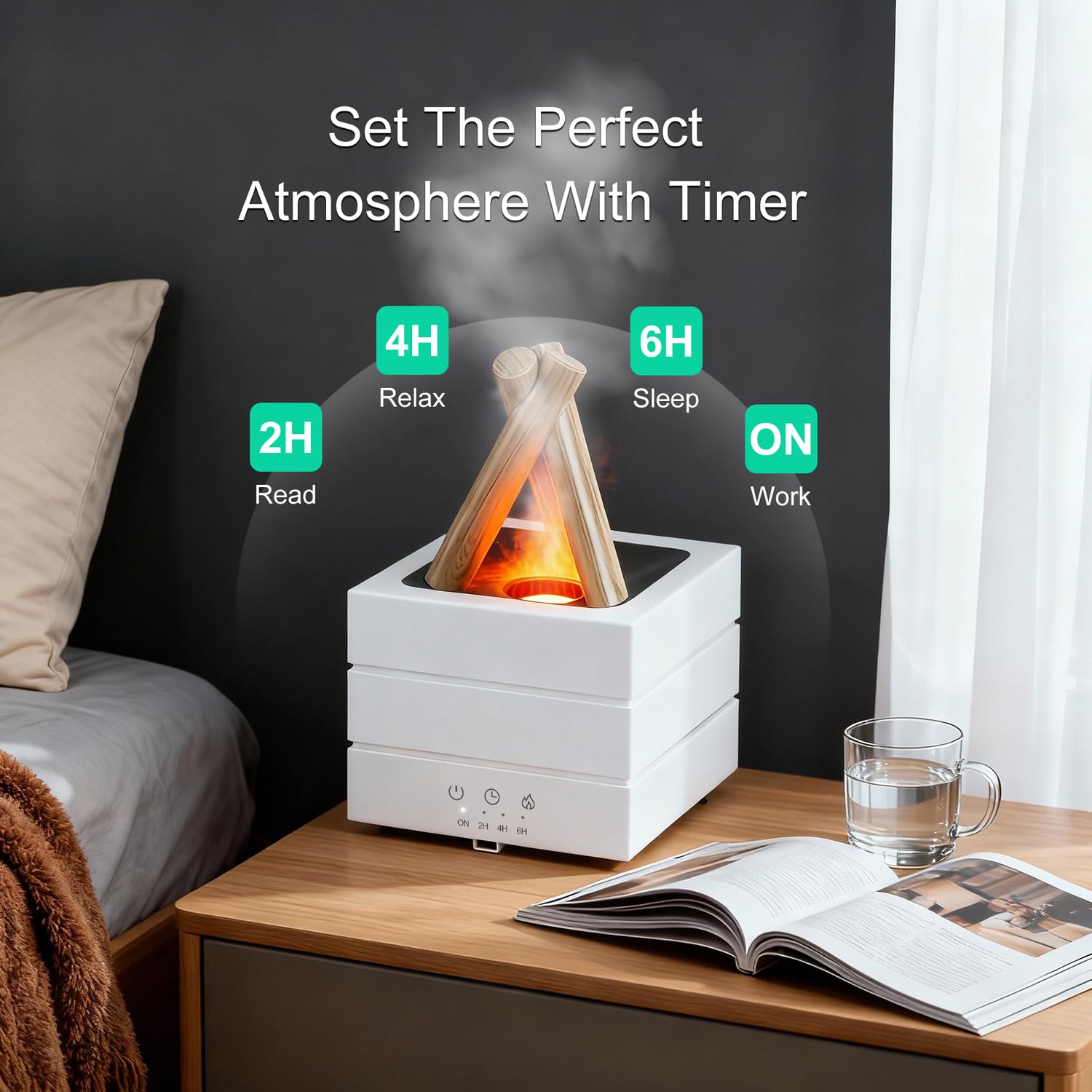 Longiang Campfire Diffuser water tank supports long-lasting mist.
