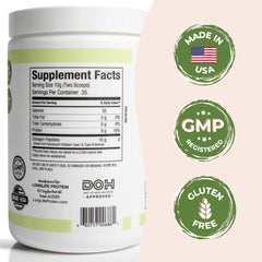 Longlife Protein Collagen Peptides powder-dispense shown with precise scoop.