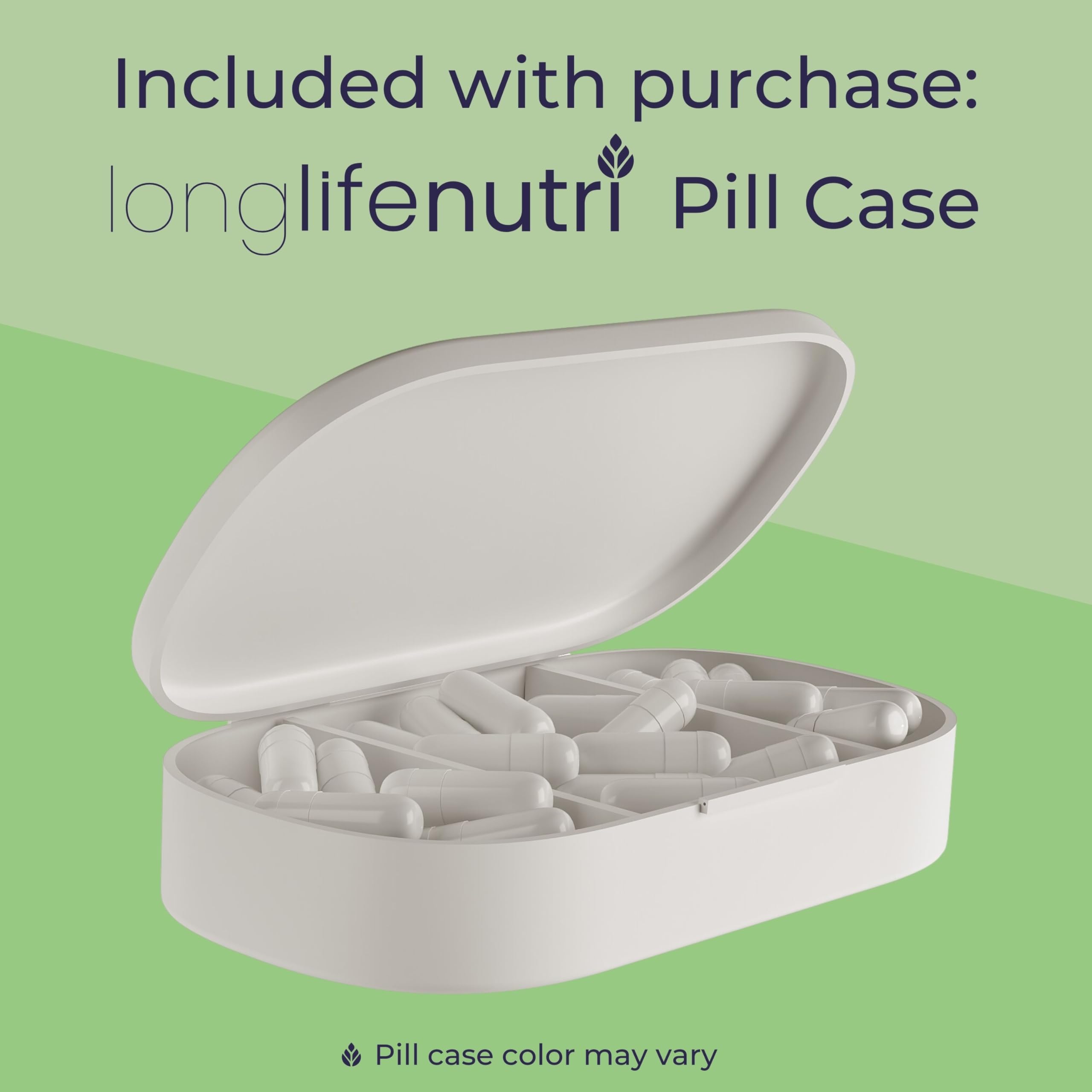 Free premium pill organizer included with LongLifeNutri 4-month supply.