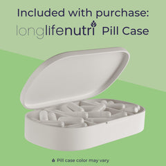 Free premium pill organizer included with LongLifeNutri 4-month supply.
