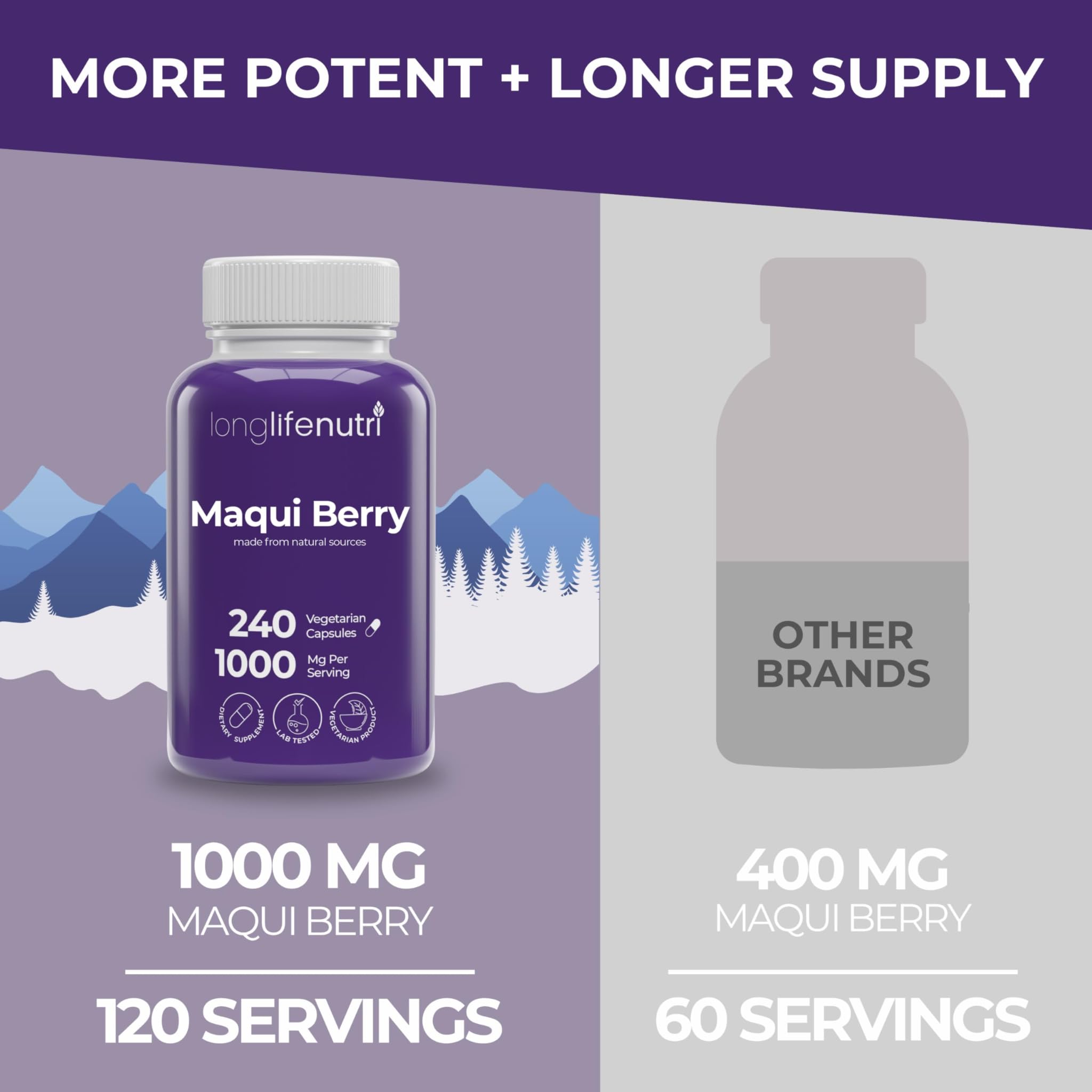 LongLifeNutri Maqui Berry label emphasizes organic certification and quality.