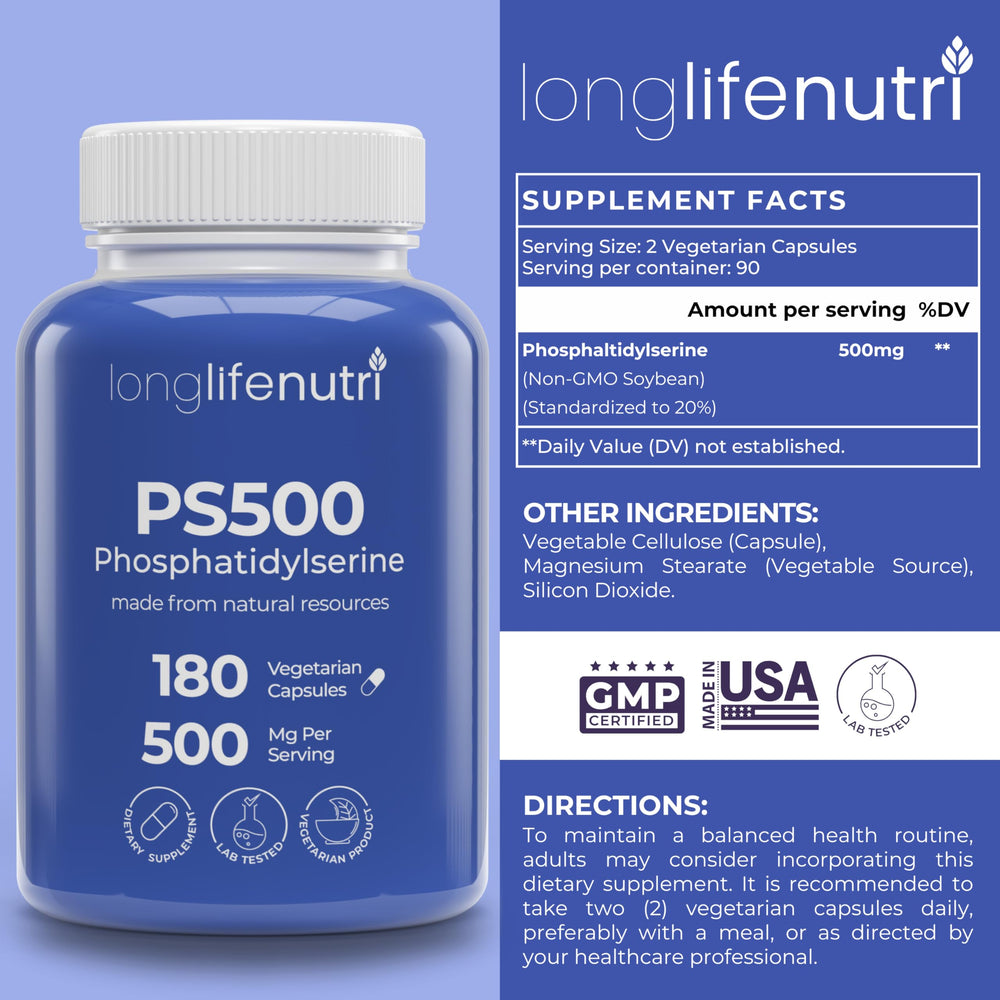 Closeup of LongLifeNutri capsules highlighting a soy-free formula for cognitive support.