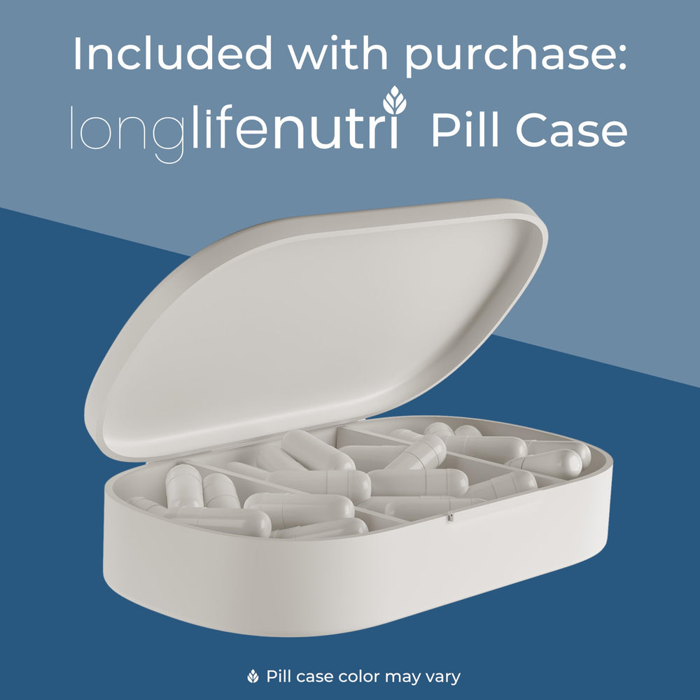 Included premium pill organizer complements the LongLifeNutri regimen