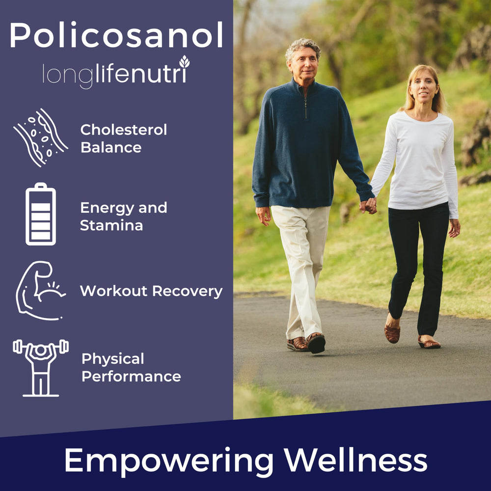 Lab-tested quality badge on Policosanol packaging