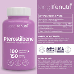 LongLifeNutri Pterostilbene capsules arranged for easy morning swallow.