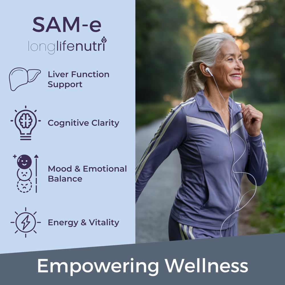 LongLifeNutri SAM-e 400mg label showing clean ingredients