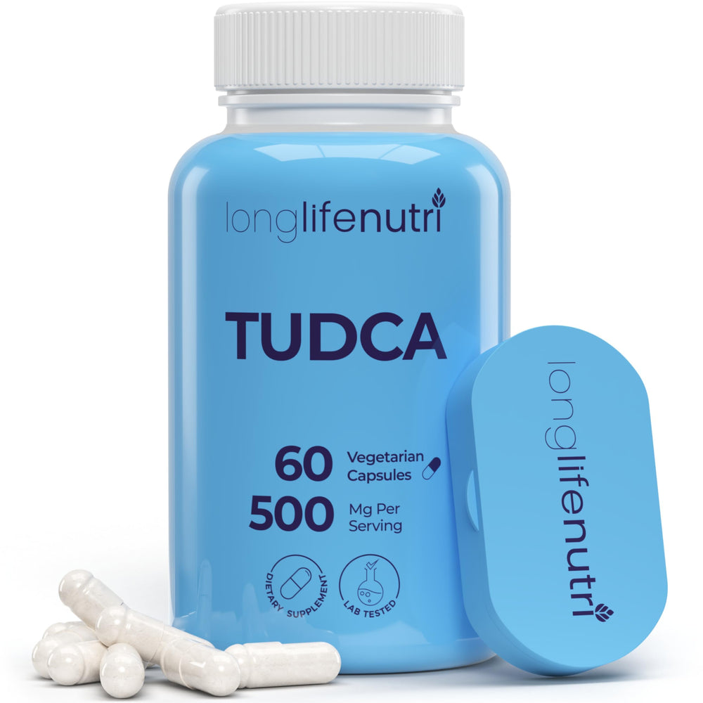 LongLifeNutri TUDCA bottle cap — convenient daily capsule for your wellness routine