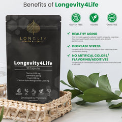 Person holding Longevity4Life bottle to illustrate daily supplement routine.
