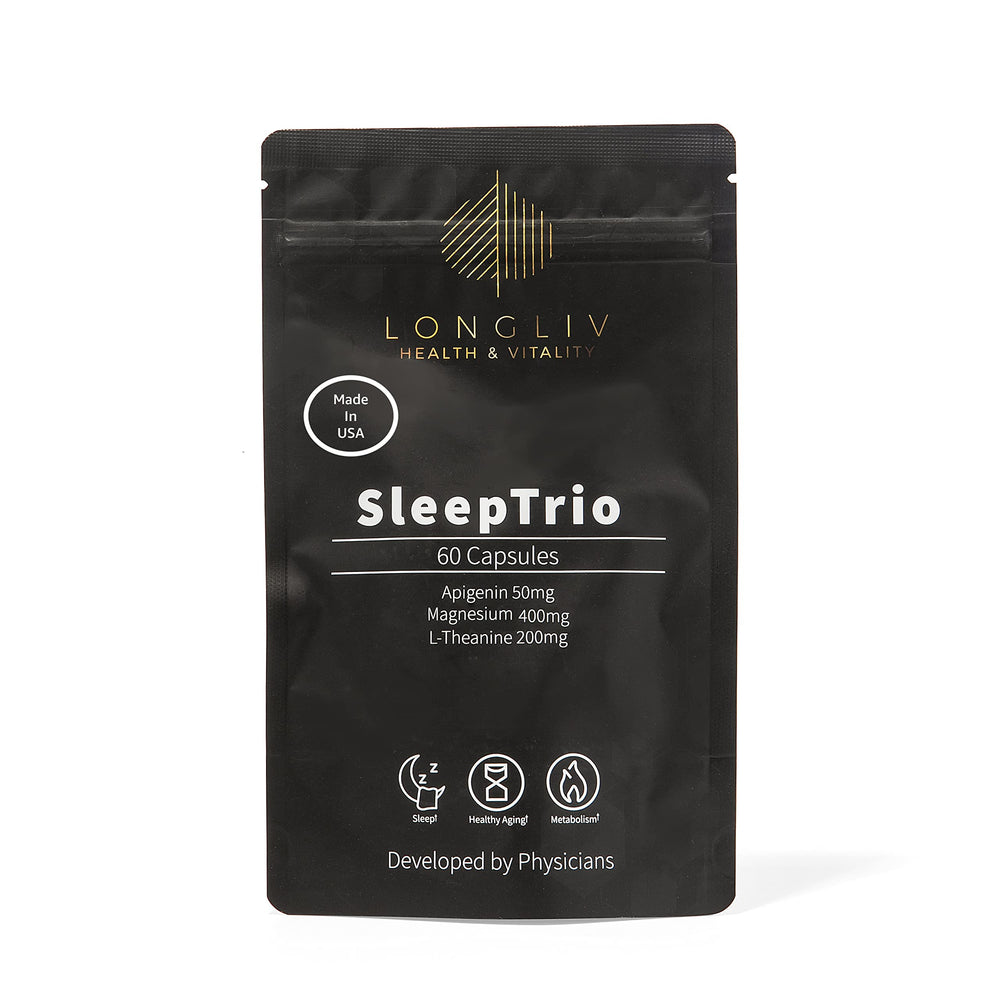 LongLiv Sleep Trio bottle pour shows premium sleep blend for calm evenings.