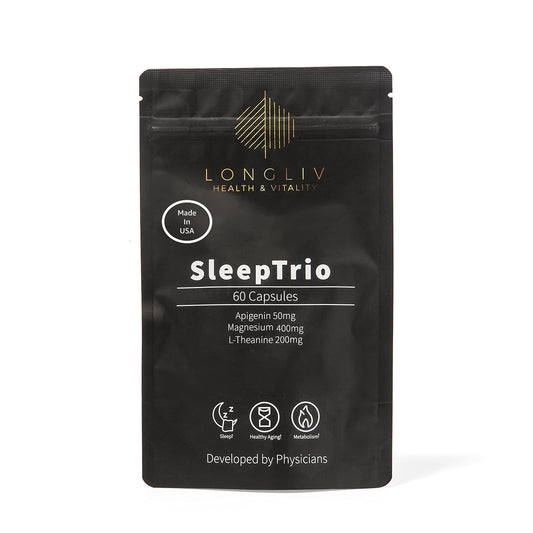 LongLiv Sleep Trio bottle pour shows premium sleep blend for calm evenings.