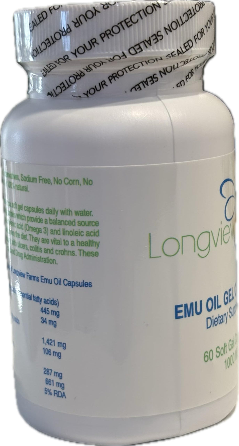 Longview Farms Emu Oil Gel Capsules wellness routine image for home use.
