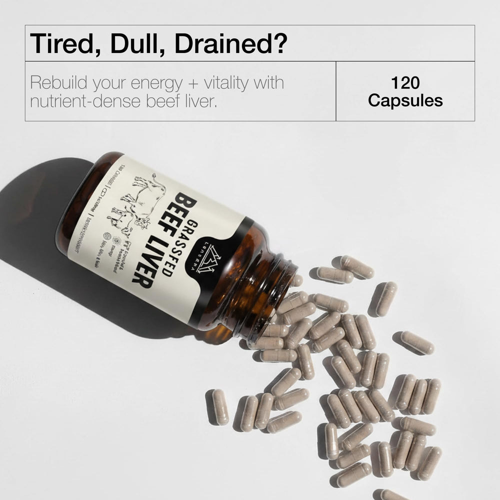 Lonvera capsules closeup highlighting freeze-dried liver nutrients