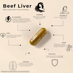 Lonvera grass-fed beef liver capsules close-up — nutrient-dense option for joints and vitality.