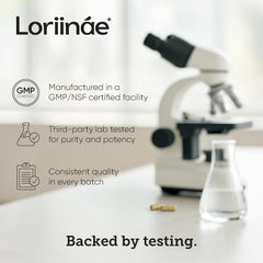 Loriináe Mega B Complex ingredient panel with B vitamins