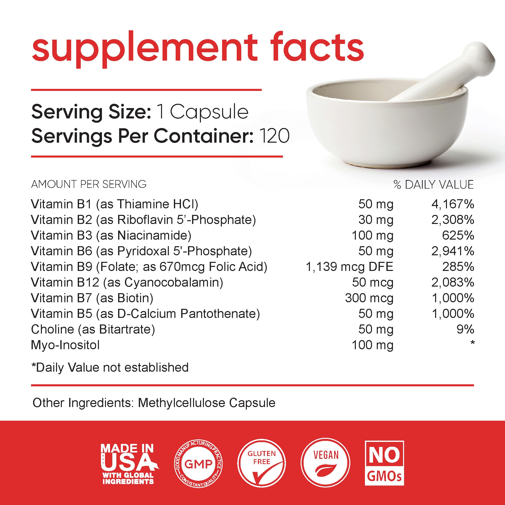 Loriináe Mega B Complex label detail showing vegan formulation