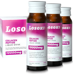 Losoki Liquid Collagen bottle pouring for premium hydration support.