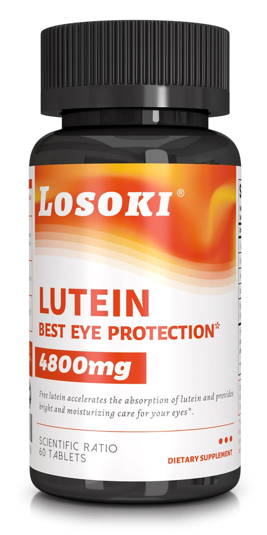 Losoki Lutein Eye Protection bottle shows compact packaging for daily supplementation.
