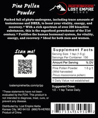Lost Empire Pine Pollen Powder packaging view highlighting label and clean sourcing.