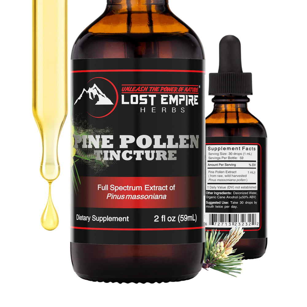 Lost Empire Herbs pine pollen tincture bottle for daily vitality