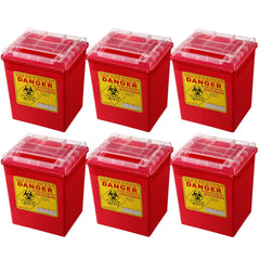 Lothee 6-pack red 2-gallon sharps containers for safe needle disposal in clinics and home