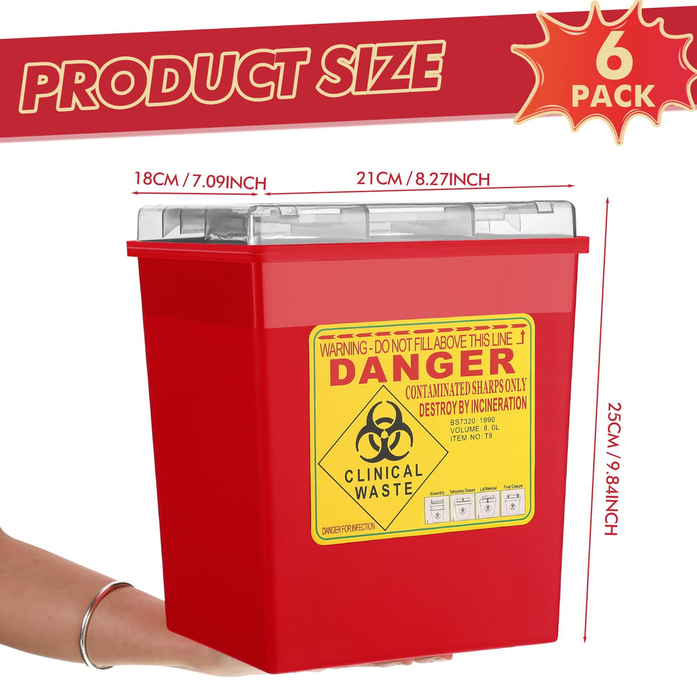 Lothee red-durable sharps container with puncture-resistant polypropylene