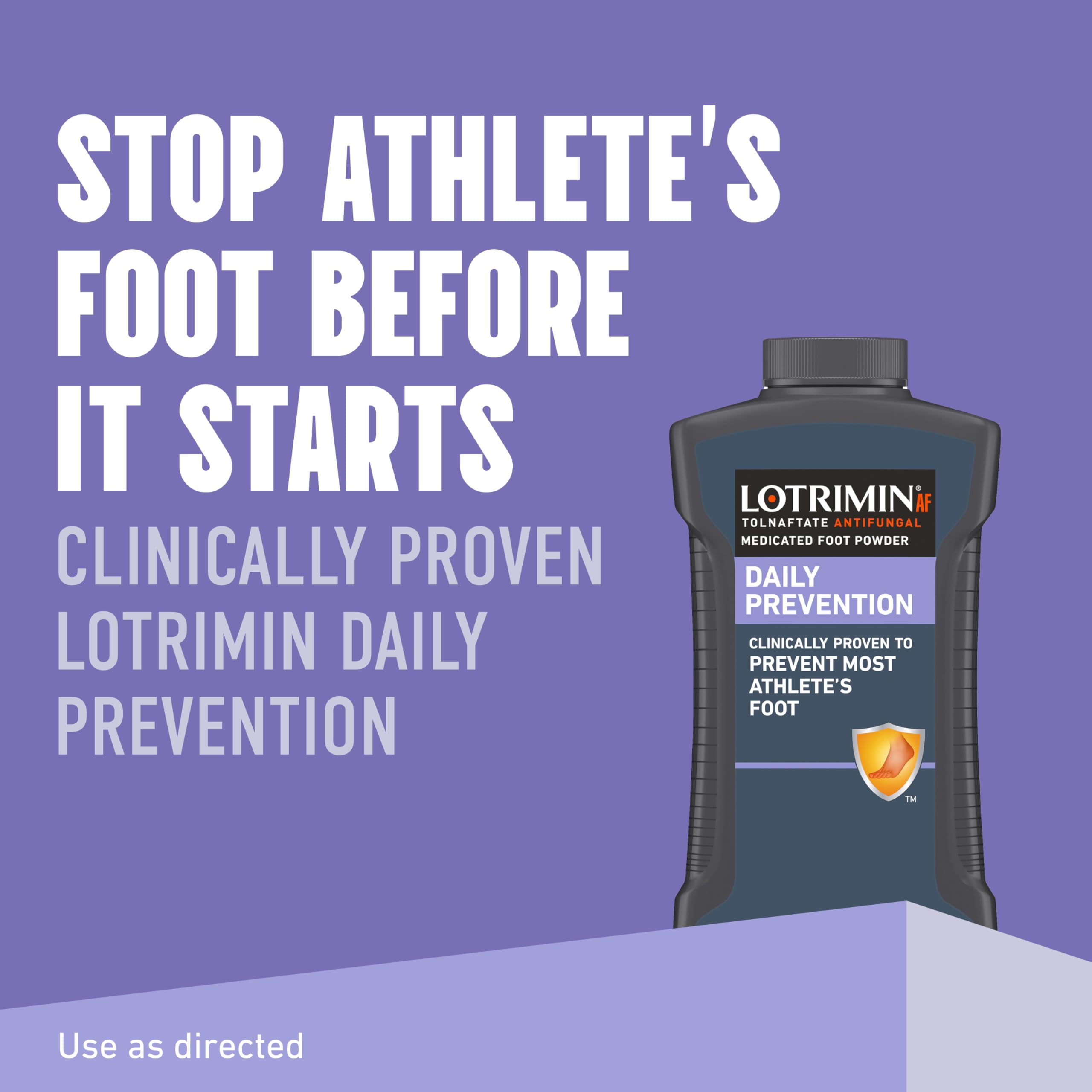 Lotrimin AF bottle trio on counter showing convenient packaging.