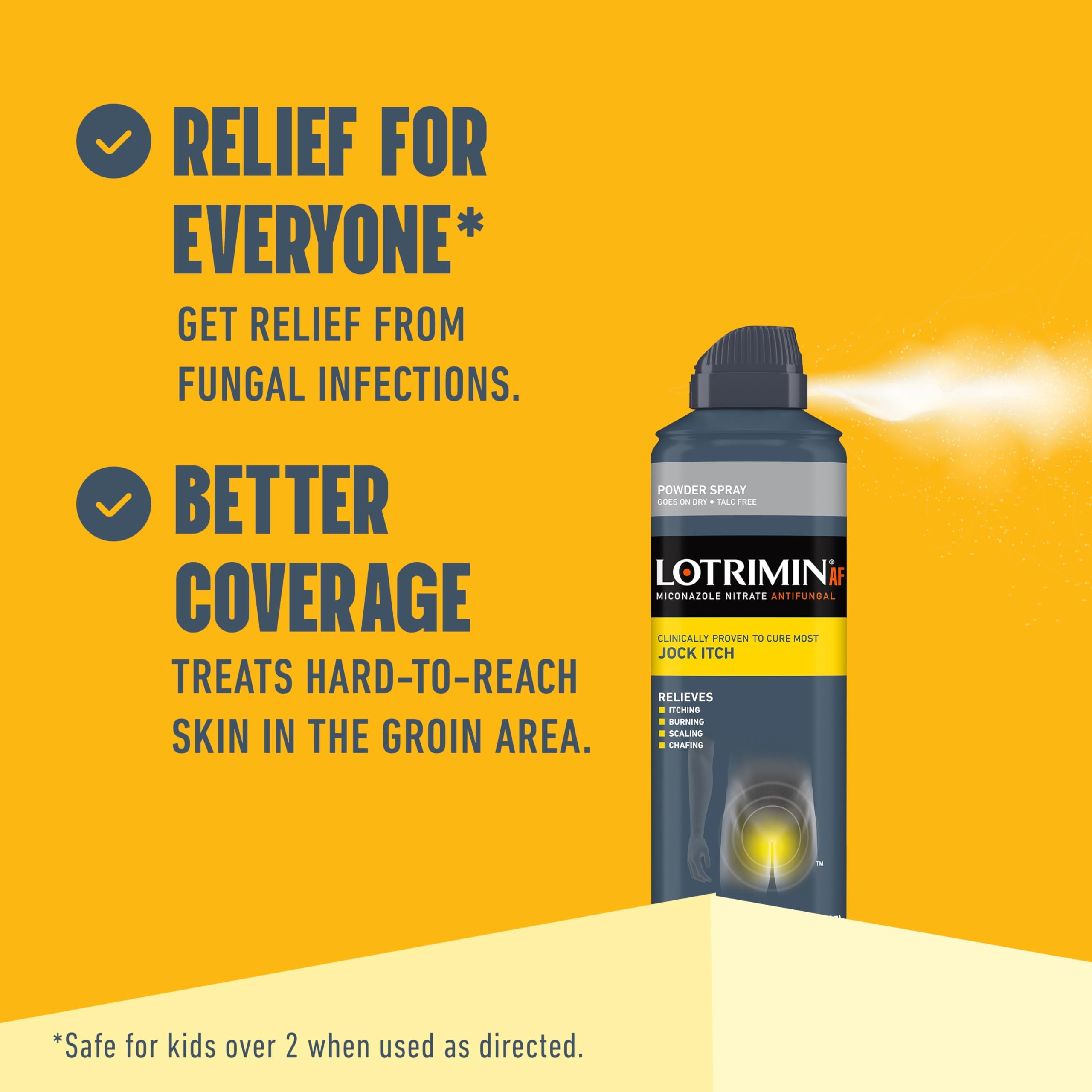 Lotrimin AF jock itch powder spray between folds relieves discomfort