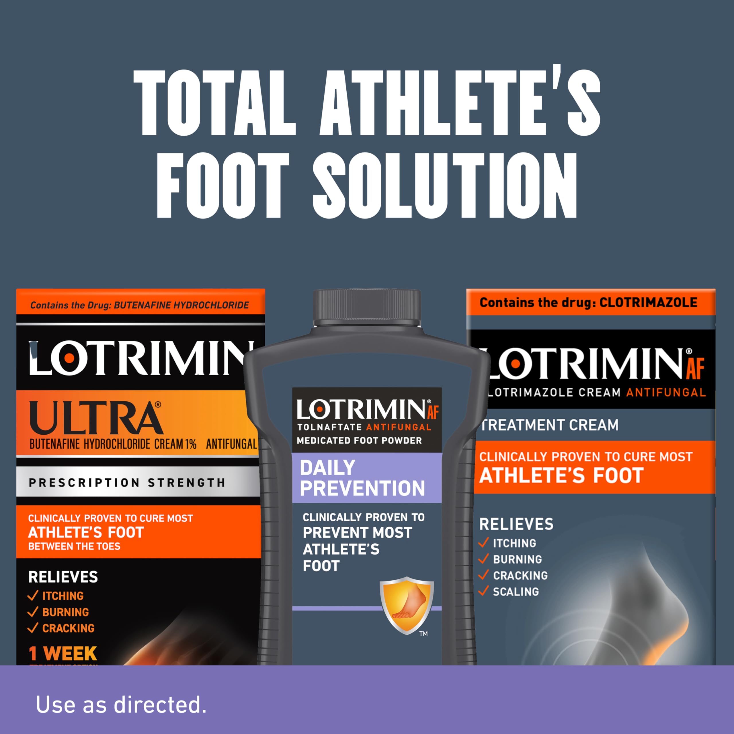 Child-friendly packaging: Lotrimin AF safe for kids over two.