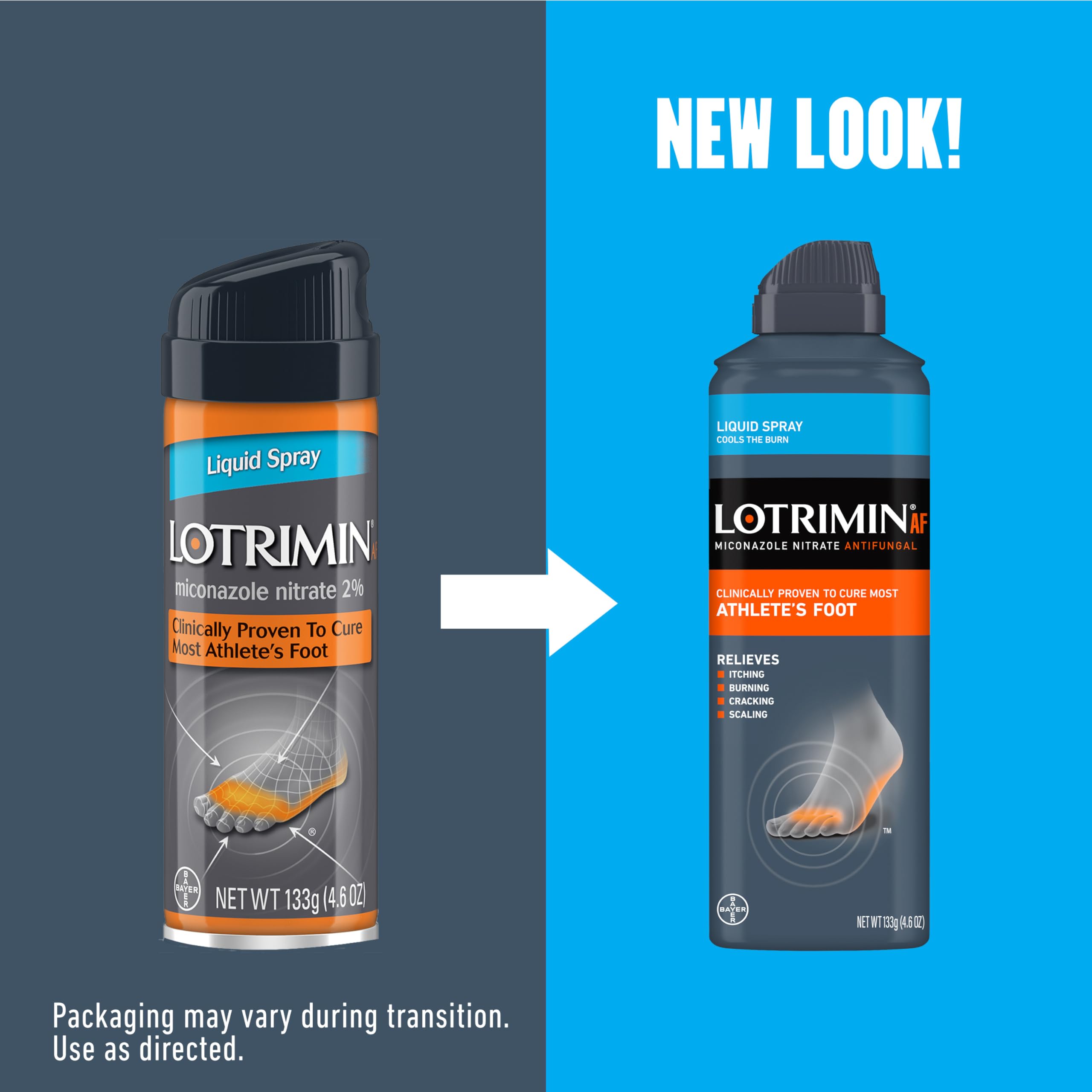 Lotrimin AF toe-area application close-up demonstrates targeted coverage.