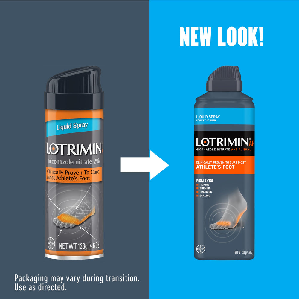 Lotrimin AF toe-area application close-up demonstrates targeted coverage.
