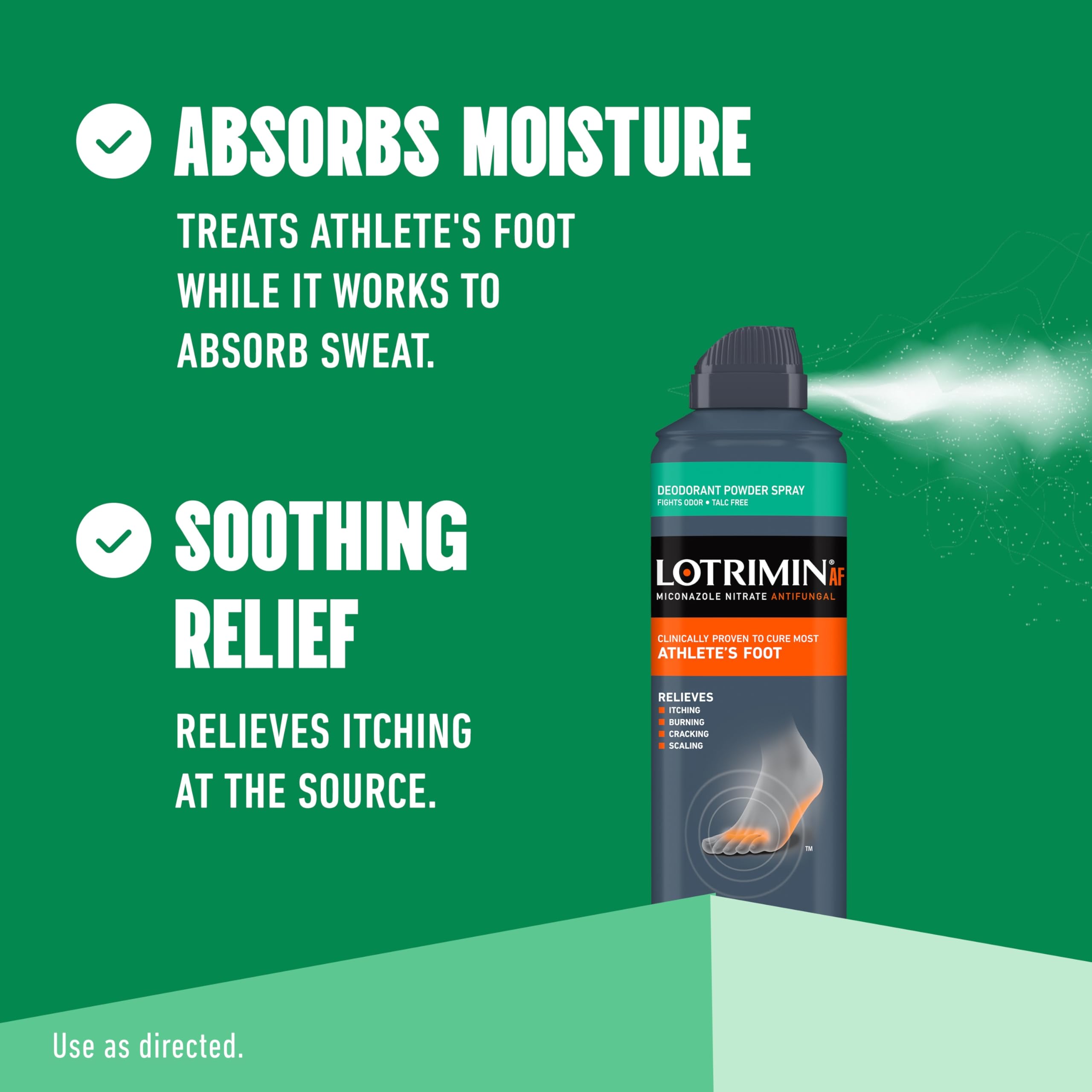 Lotrimin medicated spray in action demonstrates even aerosol dispersion on skin
