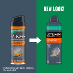 Lotrimin powder spray labeling close-up shows 2% miconazole nitrate active ingredient