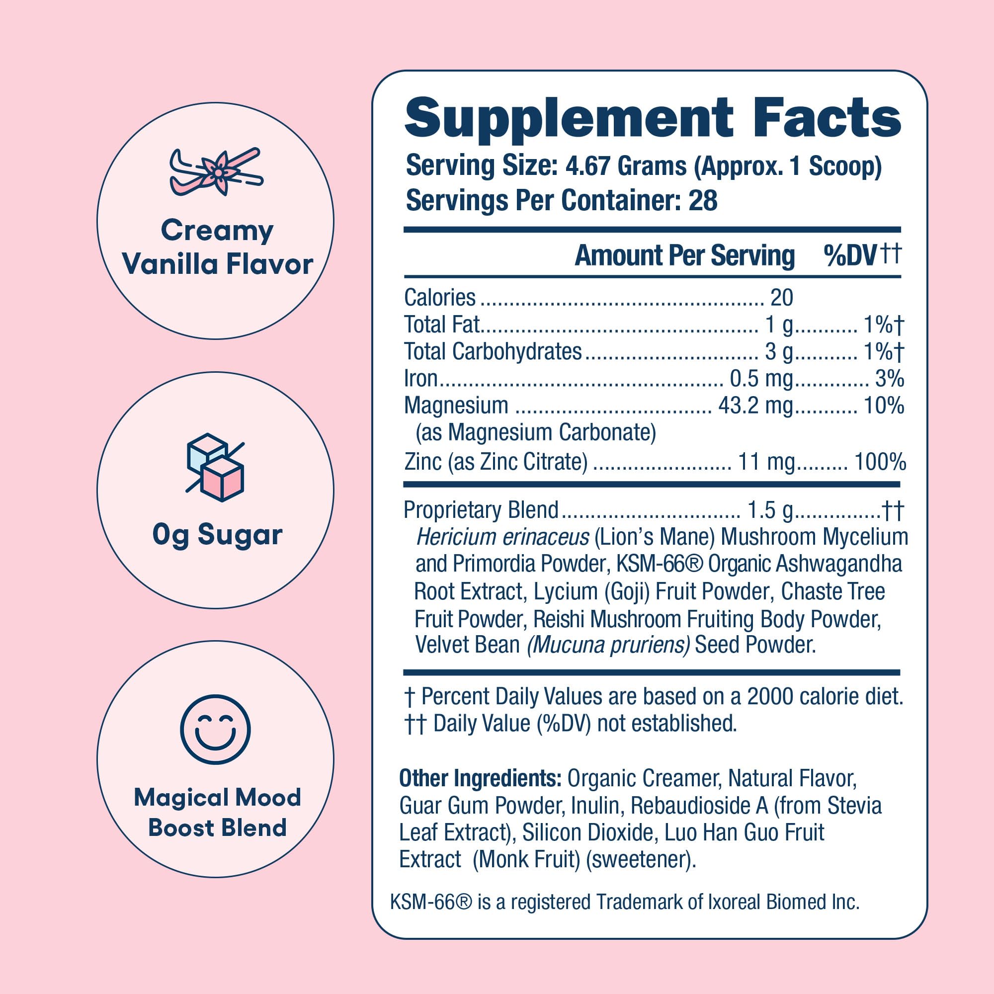 Love Sweat Fitness Mood Boost Powder coffee mixer highlights creamy vanilla in morning brew.
