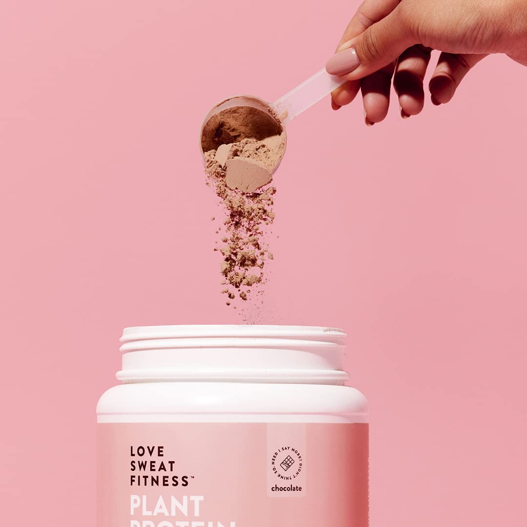 Love Sweat Fitness chocolate nutrition facts panel highlighting protein and ingredients