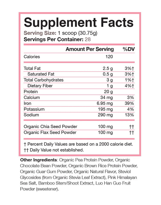 Love Sweat Fitness chocolate protein pour into a glass for a quick vegan shake