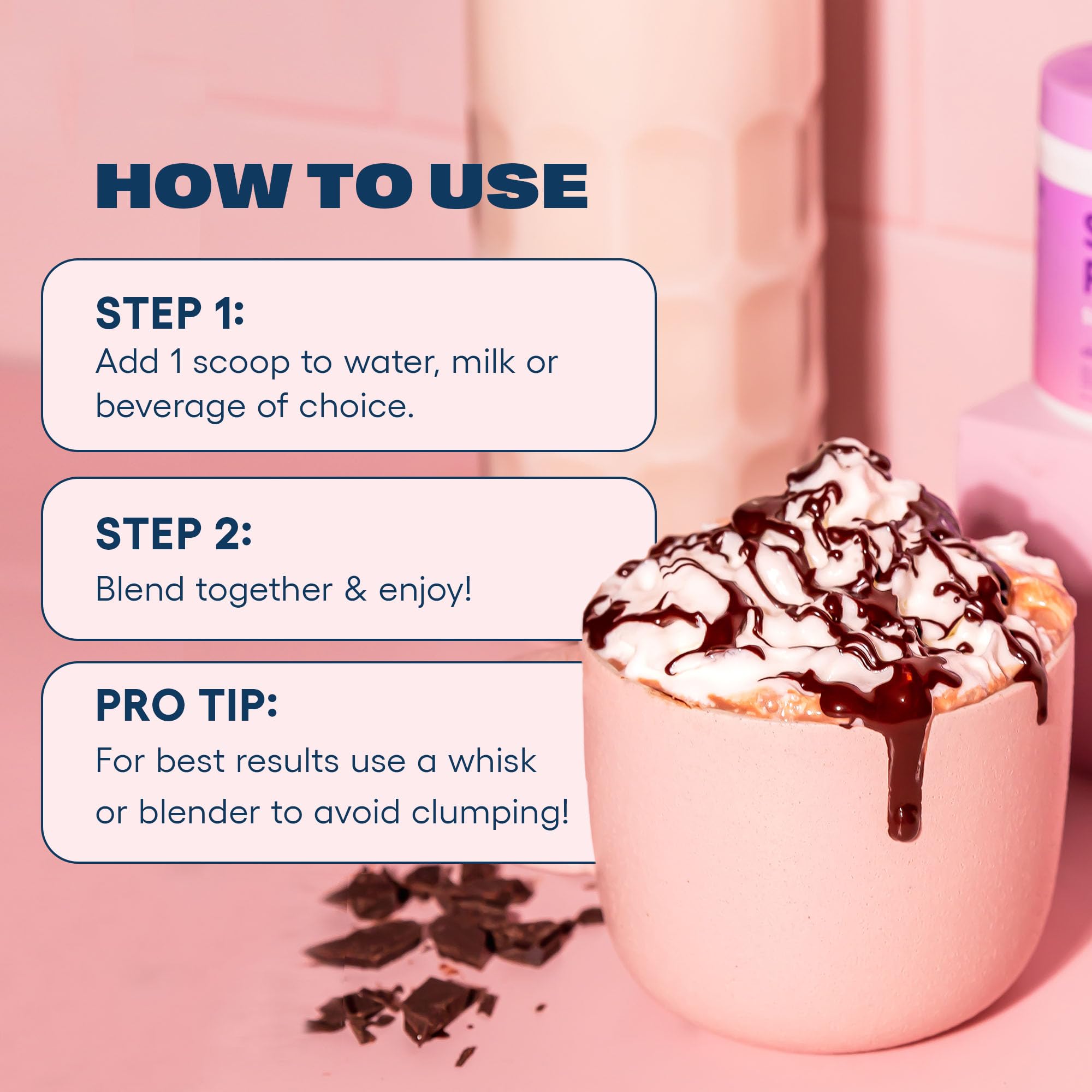 Love Sweat Fitness Sleep Boost Powder scoop beside a mug marks easy nightly use