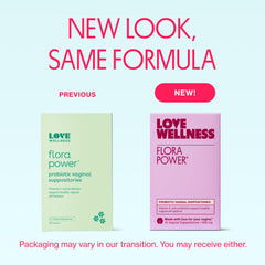 Love Wellness boric acid suppositories image shows bedtime use for comfort and balance.