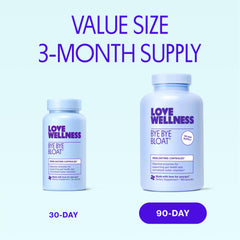 Love Wellness Bye Bye Bloat after-meal use shows flexible dosing options