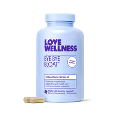 Love Wellness Bye Bye Bloat bottle front for post-meal comfort