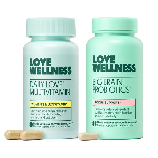 Love Wellness Daily Love multivitamin bottle showing daily immune and stress support potential.