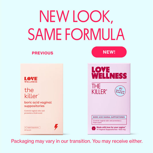 Love Wellness Flora Power probiotic suppositories pack supports pH balance and odor control.