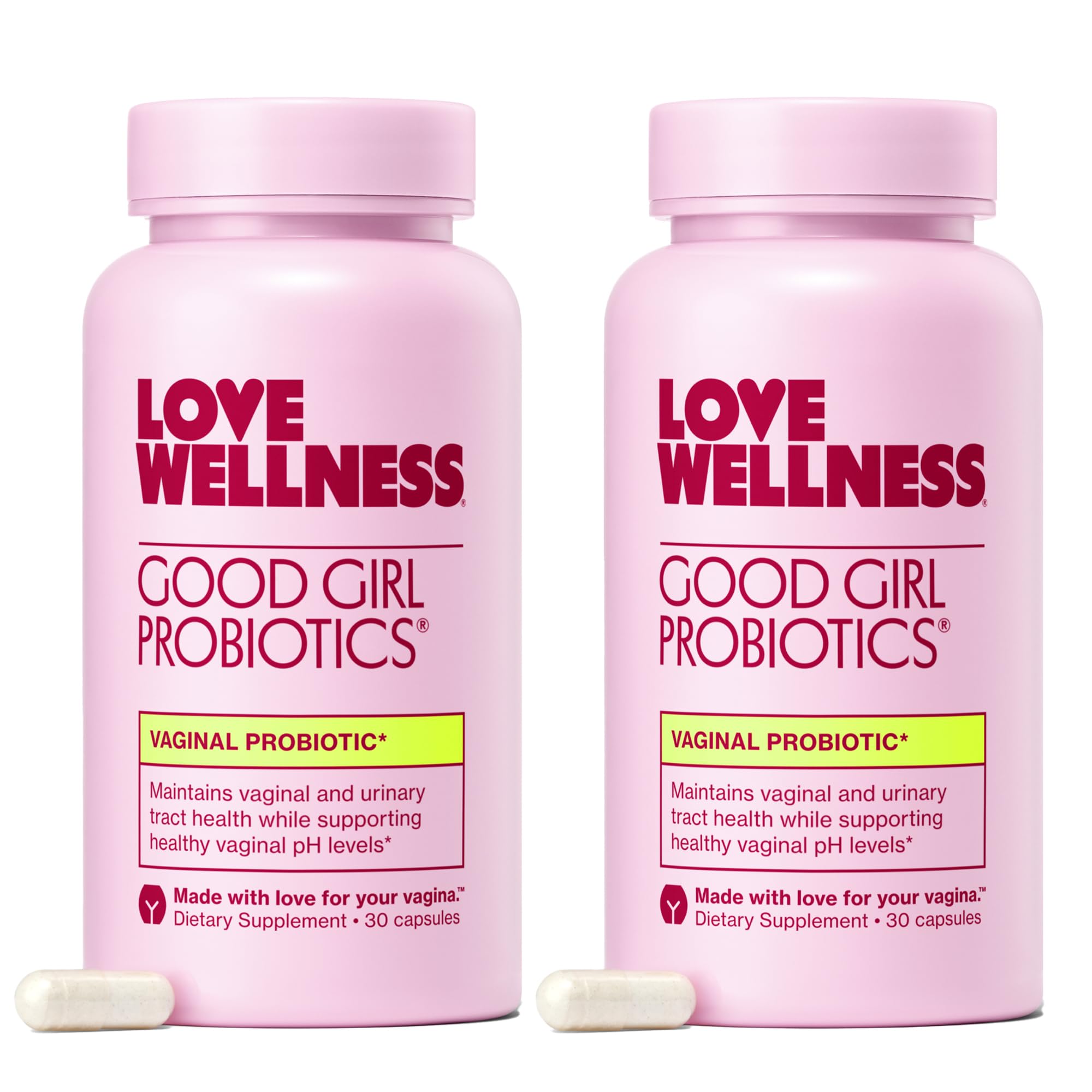 Love Wellness Good Girl Probiotics bottle - daily vaginal health support.