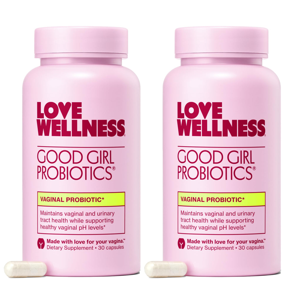 Love Wellness Good Girl Probiotics bottle - daily vaginal health support.