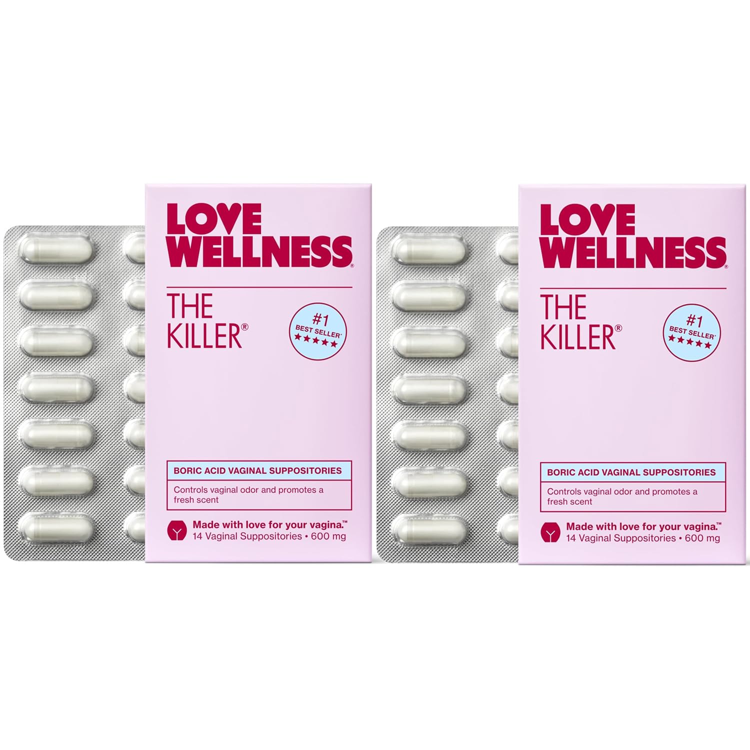 Love Wellness The Killer packaging with a two-pack for discreet care