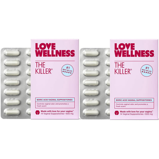 Love Wellness The Killer packaging with a two-pack for discreet care