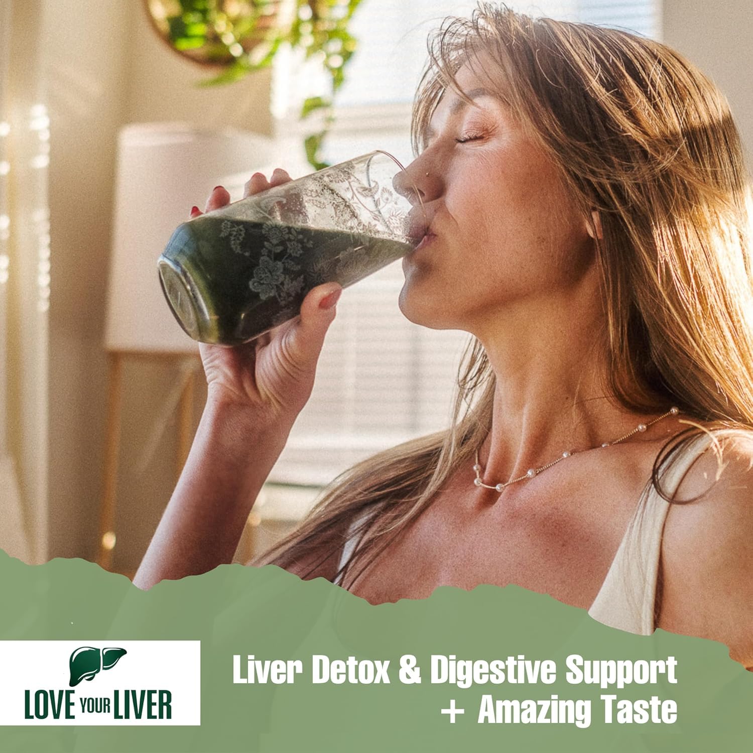 Love Your Liver detox cleanse powder scoop ready for measuring and daily use.