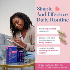 LOVEBUG Prenatal Probiotic packaging on shelf ready to integrate into prenatal routines.